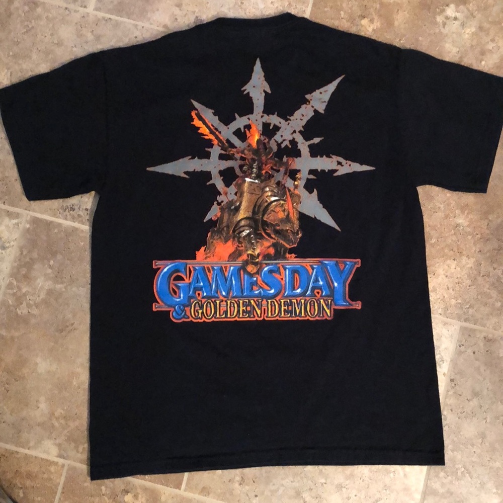 Golden Demon Warhammer men’s graphic black T shirt